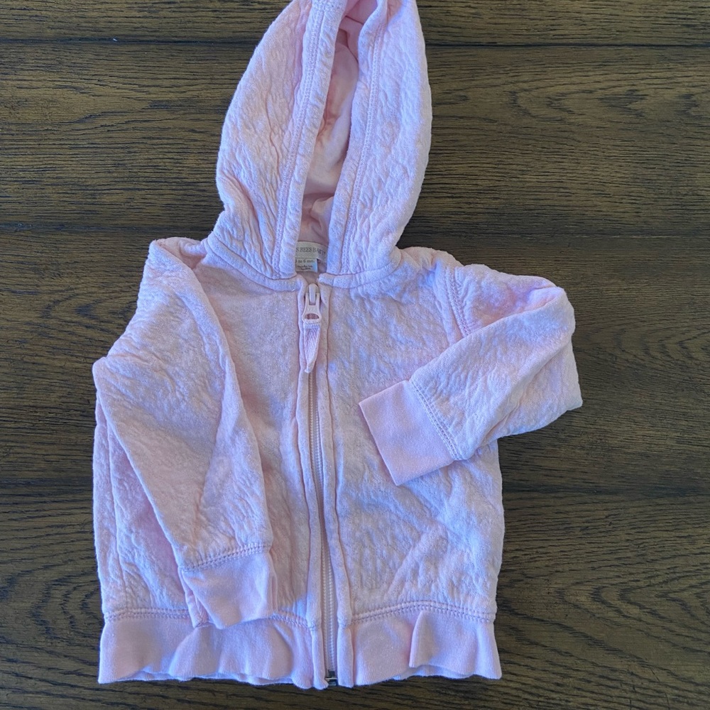 Burt’s Bees Baby Girl Pink Zip Up Matelasse Jacket Size 3-6